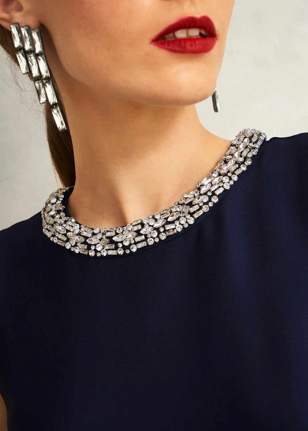 Keira Trimmed Satin Midi Dress