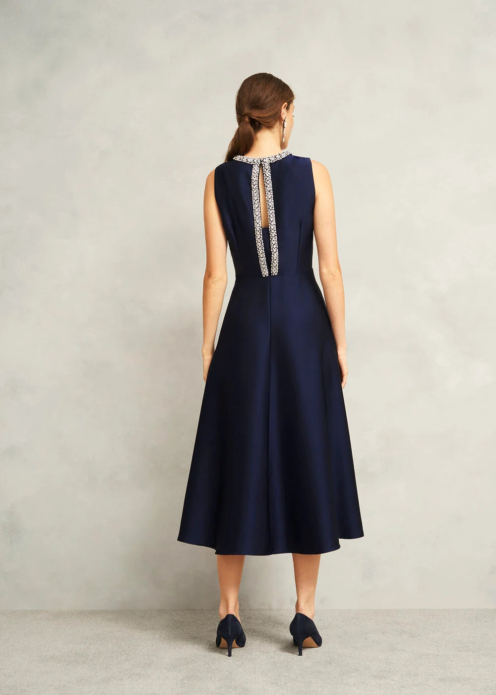 Keira Trimmed Satin Midi Dress