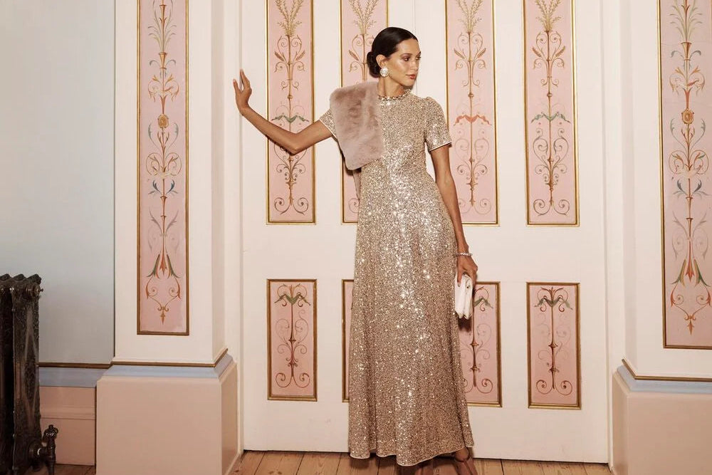 Shirley Sequin Trimmed Maxi Dress